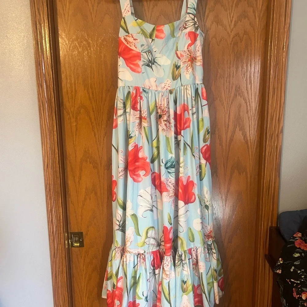 Floral Women’s Dress in Blue and Red - Picture 1 of 8